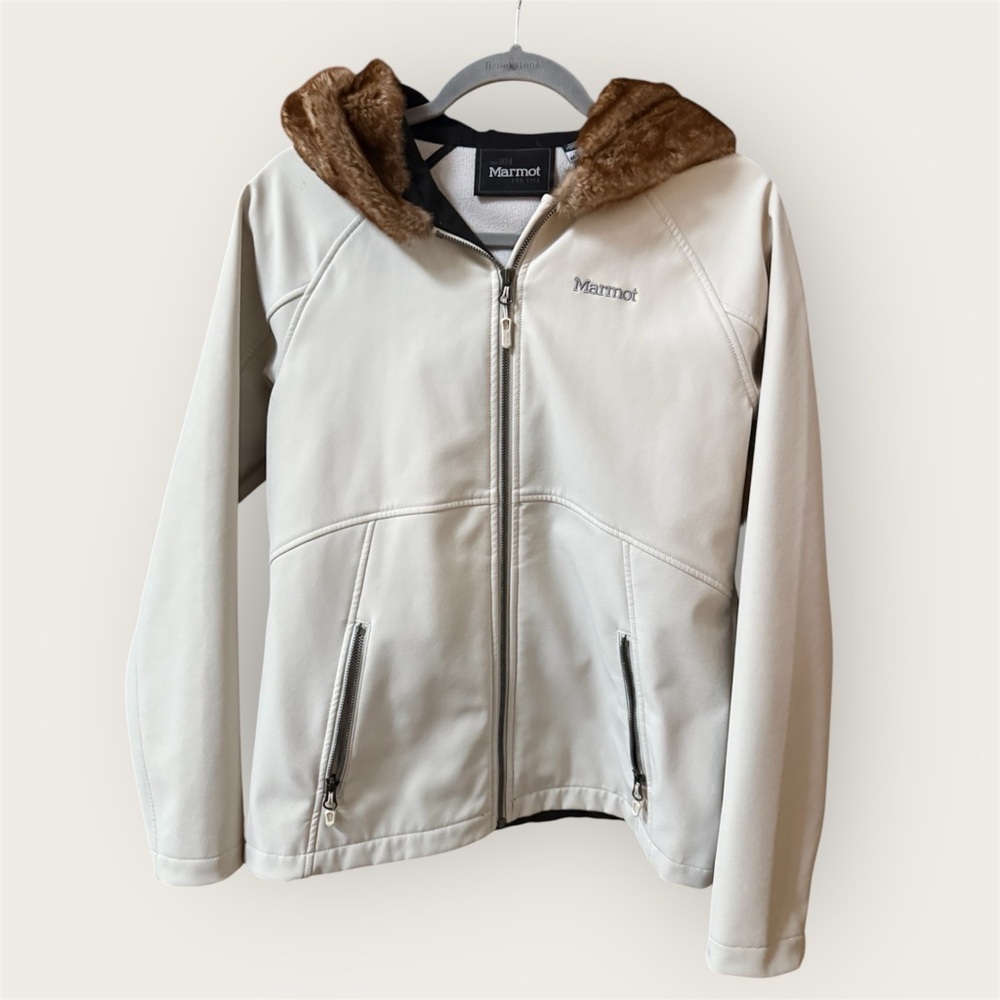 Marmot Furlong women's softshell jacket with a faux fur-lined hood
